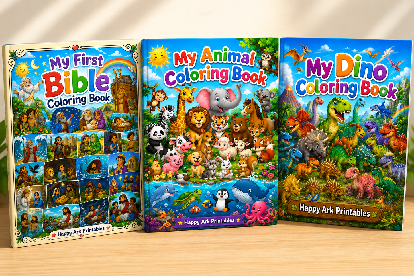 Kids Coloring Books + Activities Bundle | Bible, Animals & Dinosaurs | 109 Printable Pages