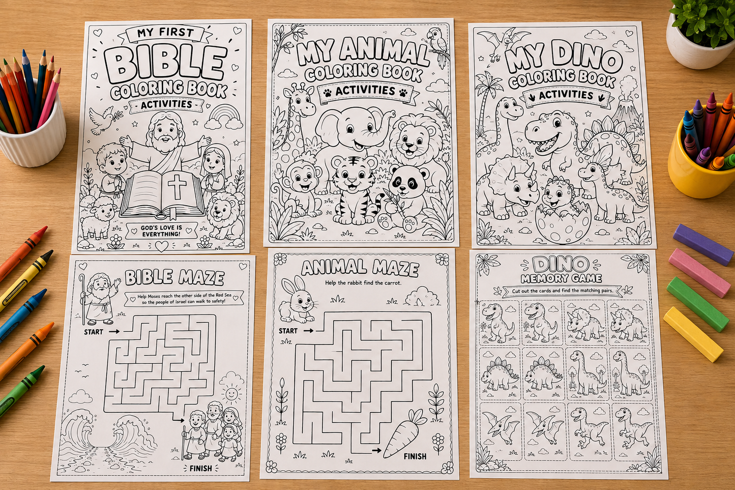 Kids Printable Activity Pack | Bible, Animals & Dinosaurs