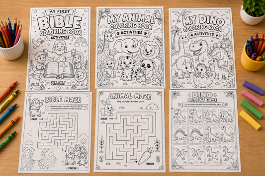 Kids Printable Activity Pack | Bible, Animals & Dinosaurs